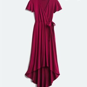 Chic Burgundy High-Low Wrap Dress